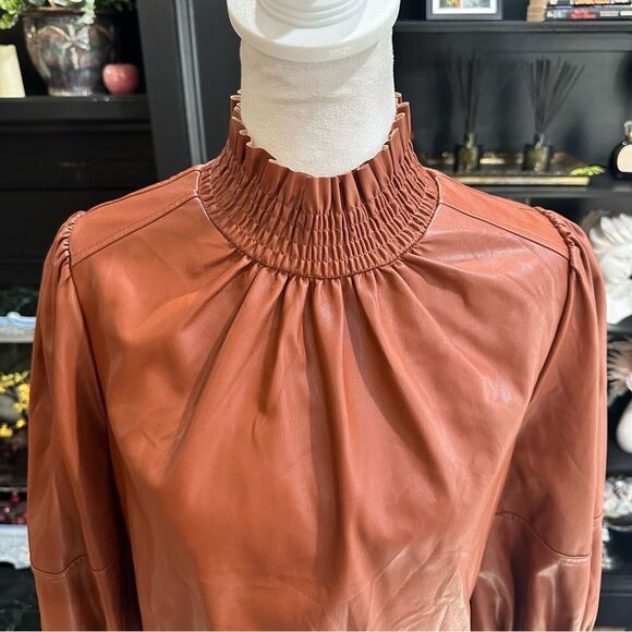 Faux-Leather Mock-Neck Top by INC International Concepts Size M - Picture 4 of 13